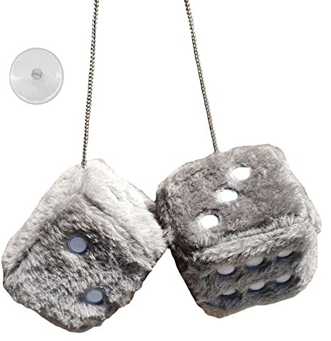 Illkjasfc Fuzzy Plüschwürfel Mit Punkten Würfel Retro Stil Quadratischer Spiegel Hängendes Paar 7 6 cm Für Auto Innendekoration