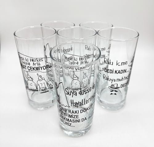 Turkish Zone Designer Turc Raki Verre Raki Bardagi 190cc Droit Modèle 6 Verres Limonade Verre
