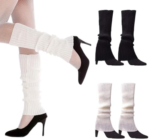 Scaldamuscoli, 2 paia di scaldamuscoli lavorati a maglia per donne e ragazze, scaldamuscoli invernali per stivali, caldi scaldamuscoli da donna, alla moda, calzini lunghi al ginocchio, scaldamuscoli