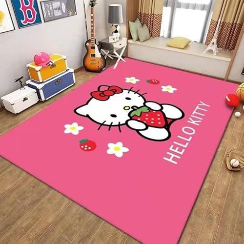 JIDANHUIPQ Anti-Rutsch-3D-Druck Hello Kitty Kinderteppich, Schlafzimmer Und Wohnzimmer Dekoration, Bereich Teppich Anti Rutsch Bodenmatte,160 * 200cm