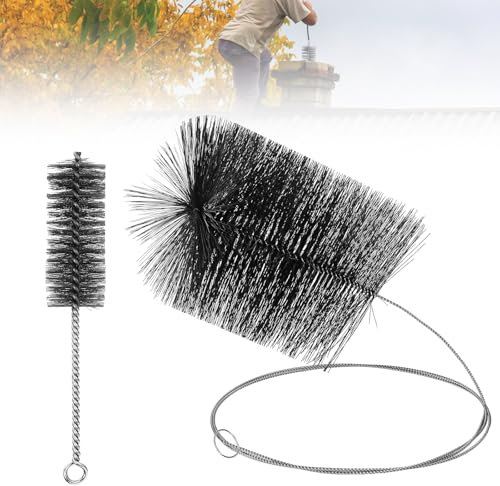 2 Stück Ofenrohrbürste Set 30/200cm, Kunststoff Ofenrohrbürste Schornsteinbesen Set, Kaminbürsten, Kaminbesen, Schornsteinfeger Bürsten für Kaminofen, Schornstein, Kamin, Ofenrohr, Rauchrohr