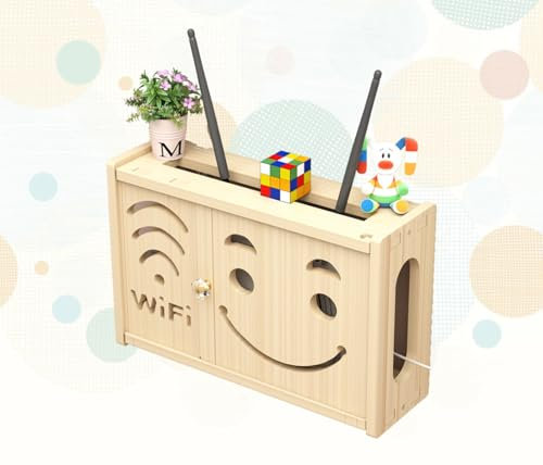 Router Aufbewahrungsbox An Der Wand Regal für WLAN Router Storage Shelf Small Wood Kabel Boxen Aufbewahrung,A-36x24cm