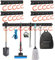 Porte outils de jardin 4 x 40 cm avec 20 crochets, Crochet Mural Garage avec revêtement en caoutchouc antidérapant, Support Outils de Jardin pour garage, jardin, débarras, remise à outils, cave