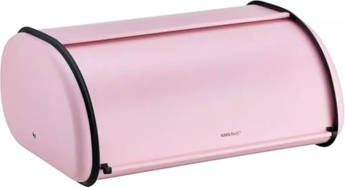 KING HOFF Brotkästen, Brotaufbewahrungsbox, Geräumiger Brotkasten aus Metall, Brot und Kekse Lange Aufbewahren und Frisch,44cm x27cm x18,5cm (Rose)