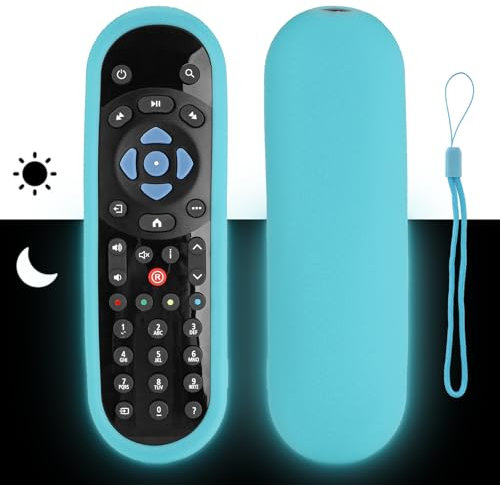 Silikon-Fernbedienungshülle kompatibel mit Sky Q TV Remote stoßfeste Schutzhülle mit Einer Lanyard (Fluoreszierend Blau)