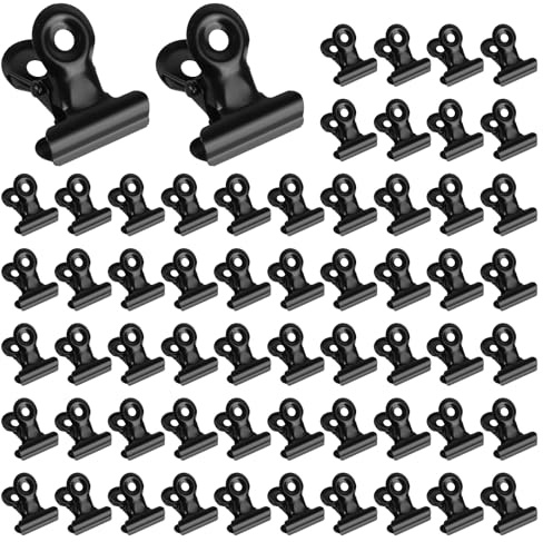 60 Stück Kleine Bulldogge Büroklammern, 22 mm Klammern Metall, Mini Multi-Function Clips for Klammern, Briefklemmer für Fotos, Office and Kitchen (Schwarz)