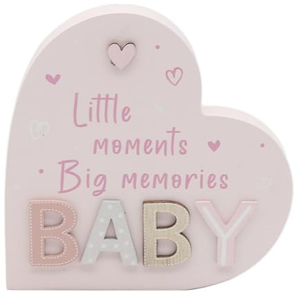 Lesser & Pavey Love & Affection Baby Heart Wooden Plaque Pink For Home Decor & Gift | Wooden and Acrylic Plaques For Home and Office | Ideal Signs & Plaque Birthday Gifts For Women & Men