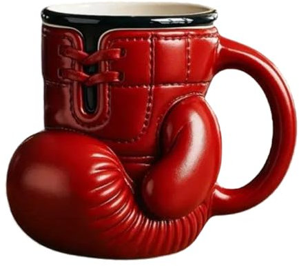 3D Boxing Glove Coffee Mug - Red Gloves Shaped Cup for Boxer, Personalized Sport Lovers Gift for Men