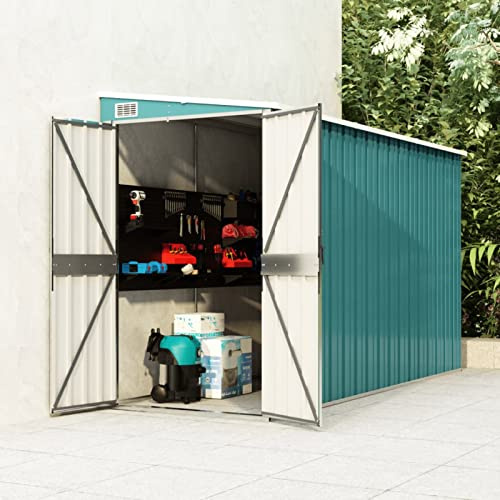 Gecheer Wand Geräteschuppen Geräteschuppen Gartenhaus Gerätehaus Gartenschrank Gartenschuppen Fahrradhaus Schuppen Grün 118x288x178 cm Verzinkter Stahl