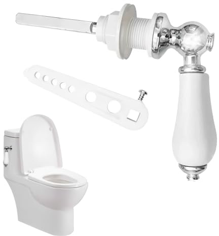 Ceramic Toilet Flush Handle, Universal Fit Lever with Anti-Slip Grip, 15x10.5x3cm Rust-Resistant Toilet Flush Handles for UK Bathrooms, Traditional Design WC Tank Hand-le Replacement
