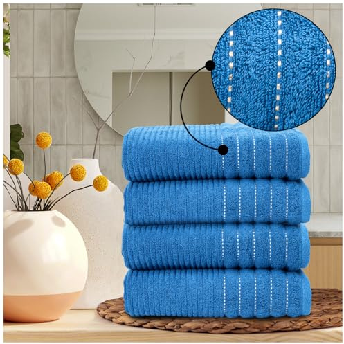 4 Pack Bath Towels, 100% Egyptian Cotton 650 GSM - Highly Absorbent & Quick Dry - Luxury Bathroom Towels, Washable Face & Bath Towels for Bath, Hotel & Gym (70x120 cm) - Navy