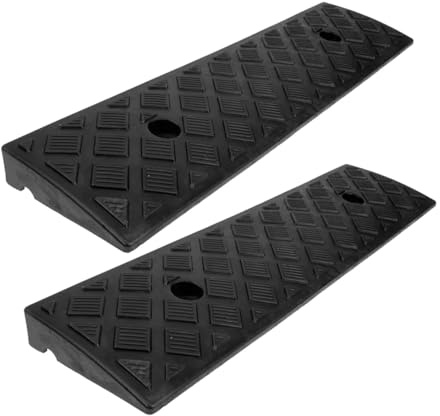 Warmhm 2pcs Black Threshold Curb Ramps for Driveway and Sidewalk Vehicles, 3cm High Portable Wheelchair Scooter Step Mats for Motorcycle and Car Entry Slope Access
