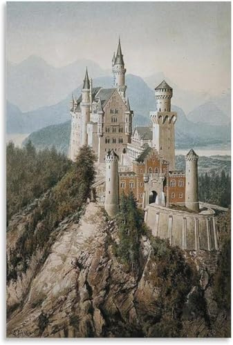 AVWXZBDFH Adolf Hitler'S Neuschwanstein Castle Poster Canvas Print Wall Art Painting For Living Room Decor 40X60 Cm Frameless
