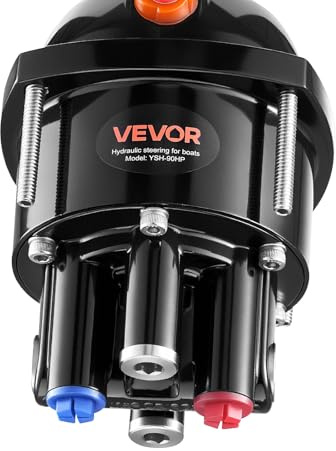 VEVOR Kit Direction Hydraulique Hors-Bord 90 HP Système Direction Hydraulique Bateau pour Moteurs Hors-Bord Bateaux Pêche Voiliers, avec Pompe Pression 6,9 MPa, Cylindre, Boîtier en Alliage Aluminium