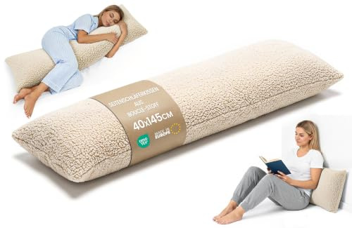 Totsy Baby Seitenschläferkissen 40x145 cm aus Bouclé mit Bezug – Stillkissen Schwangerschaftskissen Body Pillow Lagerungskissen Schlafkissen langes Kissen für Seitenschläfer – Öko-Tex