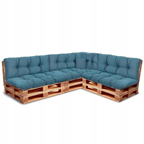 Wool & Home Palettenkissen Set für Gartenmöbel, 8-Teilig, Gesteppt, mit Polsterschaumfüllung, für Lounge, Palettensofa, Terrasse, Balkon und Garten