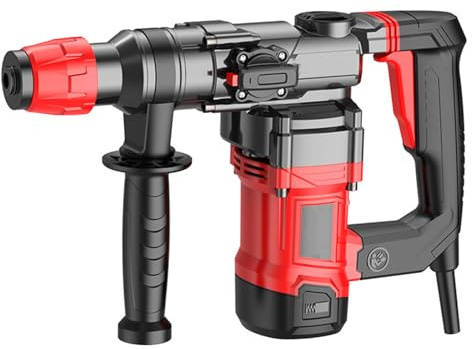 Rotary Hammer Drill with Anti-Vibration and Safety Clutch, 3-Mode Jackhammer for Concrete Breaking, Includes Case and Bits