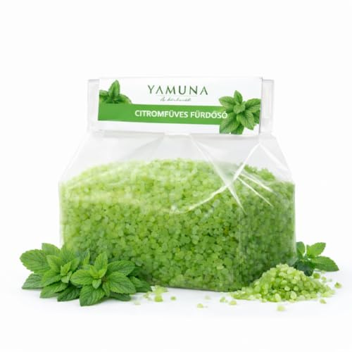 YAMUNA NATURAL BEAUTY Badesalz – Naturkosmetik aus Ungarn mit natürlichen Mineralien und ätherischen Ölen. Für ein entspannendes Badeerlebnis und gepflegte Haut. (1000 g, Zitronenmelisse)