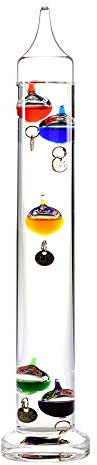 Monsterzeug Galileo Thermometer mit 6 Glaskugeln - Galileisches Flüssigkeitsthermometer mit Messkugeln