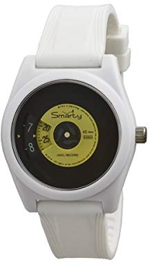 Smarty Vinyl Unisex-Armbanduhr aus Silikon weiß und gelb SW045B08