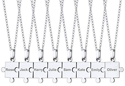 PROSTEEL 8 Pcs Puzzle Anhänger mit 55cm Rolokette Edelstahl personalisiert Puzzle Ketten Set Name Gravur Best Friend Forever Freundschaft Familien für Weihnachten
