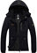 GEMYSE Damen Skijacke Wasserdicht Winddicht Regenjacke Wanderjacke Hardshelljacke mit Kapuze für den Winter (Schwarz 02,S)