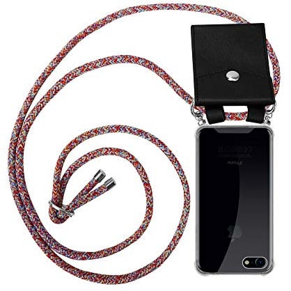 Cadorabo Handykette kompatibel mit Apple iPhone 7 7S 8 SE 2020 Schutzhülle TPU Silikon Case Necklace Design Slim Kratzfest Kordel Band mit Etui Rundumschutz Case Hülle für iPhone 7 7S 8 SE 2020 in Rot