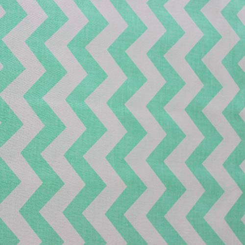 Pingianer 100x160cm Streifen 100% Baumwolle Baumwollstoff Kinder Meterware Handwerken Nähen Stoff (Weiß Türkis Zick Zack, 100x160cm (11,99/m))