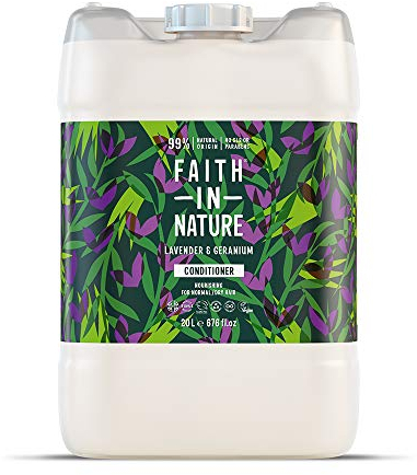Faith In Nature Natural Lavender & Geranium Conditioner, Balancing for Normal Hair & Scalp, Vegan & Cruelty Free, No SLS, Silicones or Parabens, 20L Bulk Buy Refill Pack