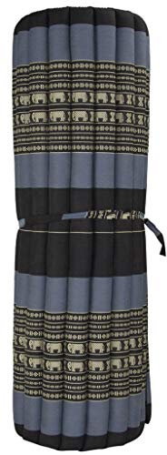 Fine Asianliving Thaimatte Rollbar Kapokfüllung 200x100x4.5cm Schwarz Thai Kissen Meditation Matte Matratze Kapok 301-C06