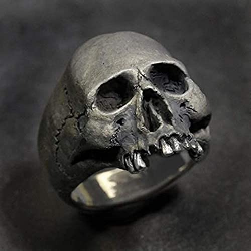 CXWK Vintage Herren Punk Ring Gothic Punk Golden Horror Totenkopf Ring Coole Herren Rock Biker Schmuck Geschenk Größe 6-14