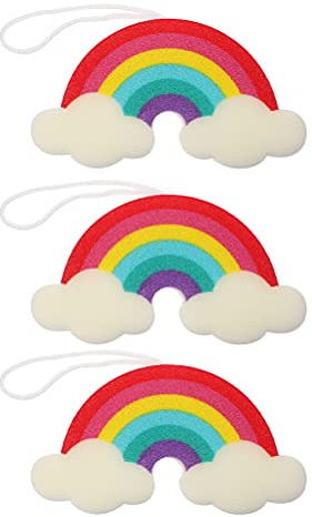 HOMSFOU Regenbogen-Duschschwamm 3Er Set Für Kinder Weicher Pu-Badeschwamm Zum Sanften Peeling Und Körperwäsche Für Empfindliche Haut Badezubehör Für Badewanne