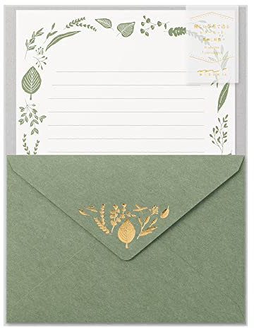 Midori 86507006 Briefset Folienprägung Briefumschläge, Blattmuster