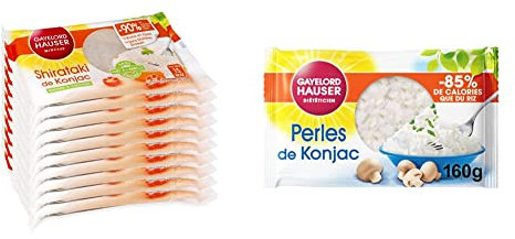 GAYELORD HAUSER - Konjac - Shirataki de Konjac - Nature - Sans Rinçage - Prêt à l'Emploi - 10 Paquets de 160 g & Perles de Konjac - Nature - Sans Rinçage - Prêt à l'Emploi - 1 Paquet de 160 g