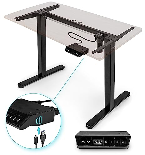 Duronic TM51 BK Schreibtisch | Höhenverstellbares Tischgestell bis 118 cm | elektrisches Tischbein mit 1 Motor | Bedienteil mit 3 Speicherplätzen | Sitz-Steh-Schreibtisch für Home-Office und Büro