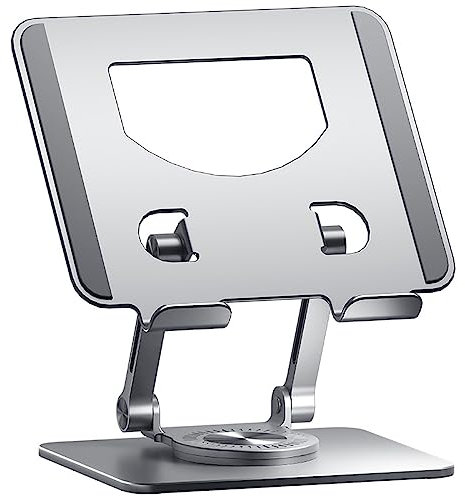 NOWLIN Laptop Stand Aluminum Alloy Folding Desktop Office 360-degree Rotating Cooling Tablet Bracket Suitable for 4~12.9-inch Devices (silver)
