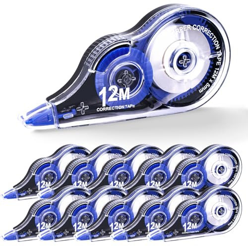 Jewan Korrekturroller Maus,10er Korrekturmaus,12m x 5mm Korrekturband mit Schutzkappe&Fenster Korrigieren Roller, Ideal für das Büro, das Home Office oder die Schule