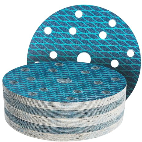 GZKTY 45Stk 150mm Klett Schleifpapier, Exzenter Schleifscheiben, 15-Loch Korn 60 Schleifpads, Schleifmittel Resistent gegen Zusetzen für Exzenterschleifer Schleifmaschine Poliermaschine