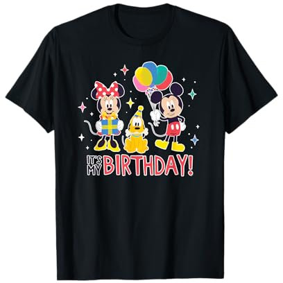 Disney Mickey Mouse Minnie and Pluto It’s My Birthday Cute T-Shirt