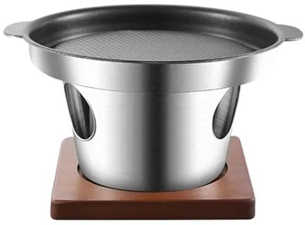 RSBFER Mini-Grill, japanischer Alkoholofen, tragbarer rauchfreier Tischgrill mit Holzsockel für Zuhause, Camping