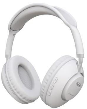 Trevi DJ 12E42 BT Cuffia DJ con Connettività Audio Wireless 5.1, Microfono Incorporato, Slot Micro SD Card, AUX-IN, Tasto per Accettare le Chiamate, Batteria Ricaricabile e Autonomia 14-16 Ore, Bianco
