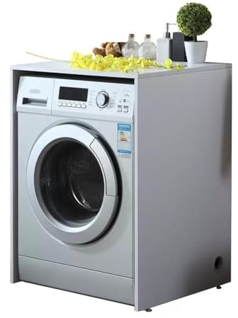 LXP Solid Wood Multi-layer Washing Machine Integrated Cabinet, Balcony Sun Protection Washing Machine Cabinet, White 65 * 60 * 87cm