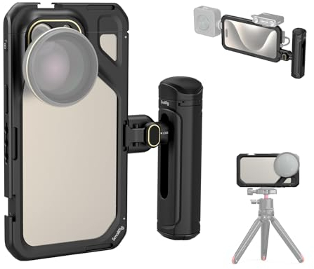 SmallRig 4393 Einzelhandtelefon-Käfig-Set für iPhone 15 Pro Max, Käfig-Set für mobile Videoplattform mit schnellem Schnellentriegelungsgriff für Videoaufnahmen