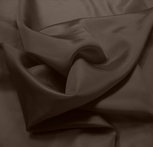 TOLKO Futterstoff Meterware Futter-Taft | Blickdicht knitterarm | universal Stoff Dekostoff Kleiderstoff Hochzeitsstoff Kostümstoff | Stoffe zum Nähen Meterware Dekorieren (Mocca)