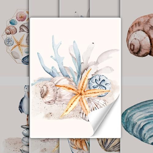 GRAZDesign Fliesenaufkleber maritime Muster Bad Badezimmer, Fliesenbilder Set selbstklebend - 15x20cm / 20 Stück