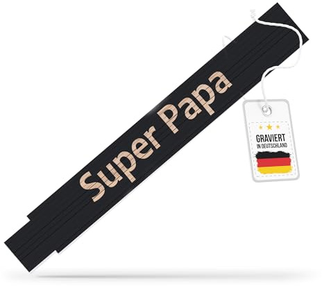 andSmile Zollstock schwarz - für Papa - Zollstock mit Gravur Super Papa - Meterstab für Väter aus hochwertigem Buchenholz - Geschenk zum Vatertag, Geburtstag, Weihnachten