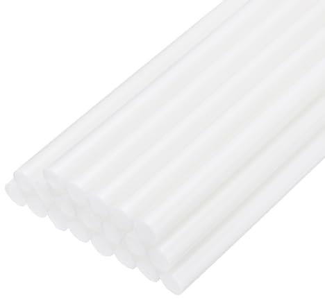 QUARKZMAN 20pz Stick Colla a Caldo per Pistola Colla a Caldo 7mm x 200mm/0,28 x 8 Mini Bastoni di Colla a Caldo Adesiva Bianco