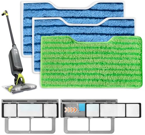 MyKEEPOW Reusable Vacmop Replacement Pads for Shark Vac Mop VM252 VM251 VM200 VC205 VM250 VM200 VM200C VM190 VM250 QM250 VM190 VM200P12 Vacuum Mop Refills Upgraded Design of Dirt Chamber, 1+1+3 Pack