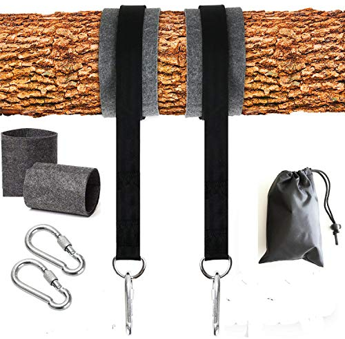 Kit de suspension pour balançoire, hamac avec 2 tapis de protection pour arbre et 2 mousquetons, 1 sac de transport, convient pour hamacs, pneus, véranda et balançoires, peut supporter 400 kg (1,5 m)