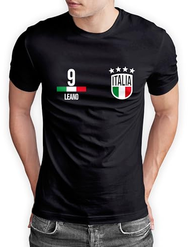 Italien T-Shirt „EM 2024“ Fußball Europameisterschaft Italia Shirt Herren Damen Unisex - personalisiert mit Zahl & Namen - Fanartikel Fan-Outfit Trikot, Schwarz, Gr. 3XL